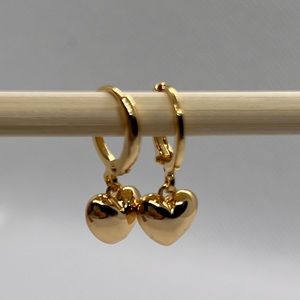 New gold mini heart huggies